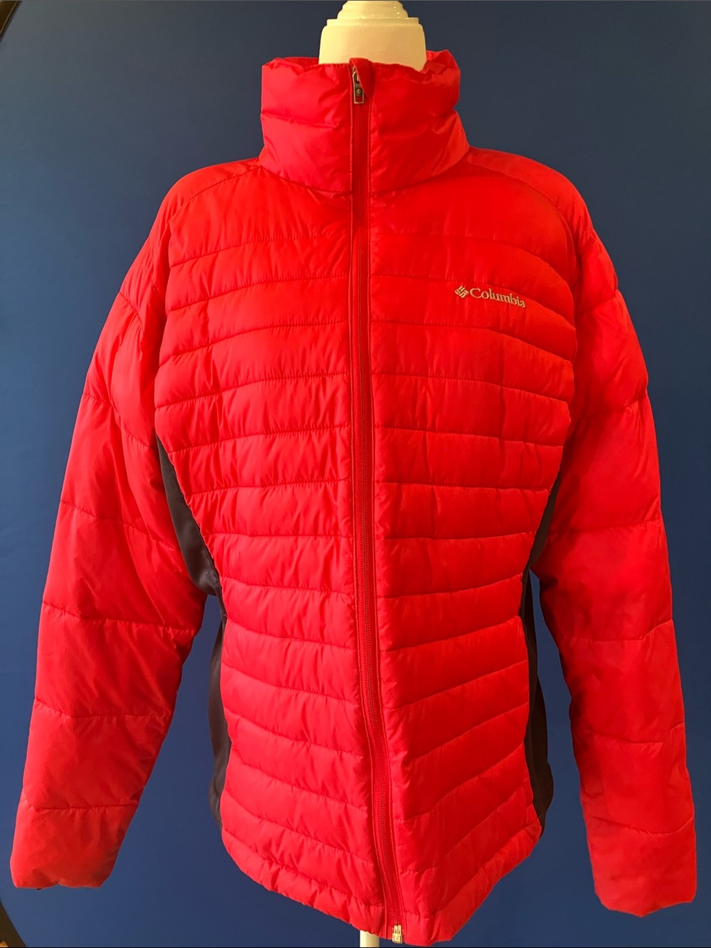 Columbia Pink Quilted Ski Jacket with Black Side Panels